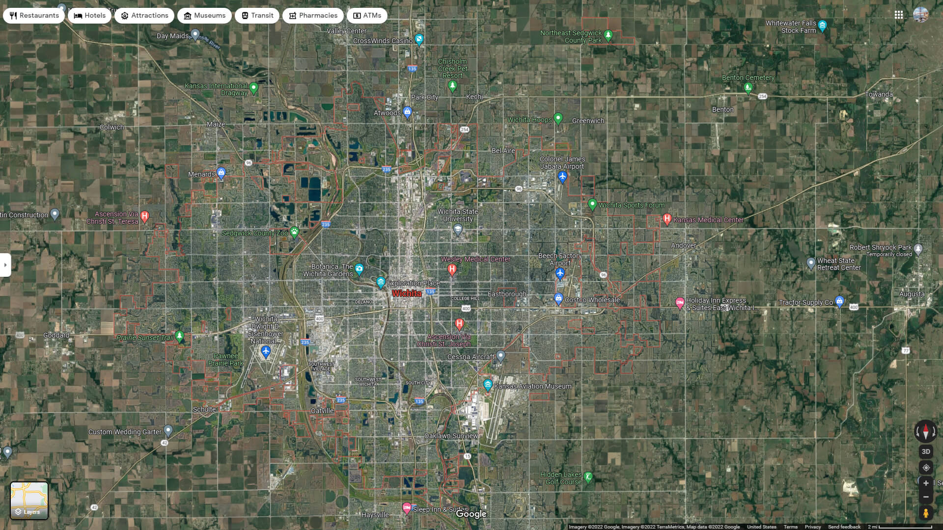 Wichita Aerial Map Kansas
